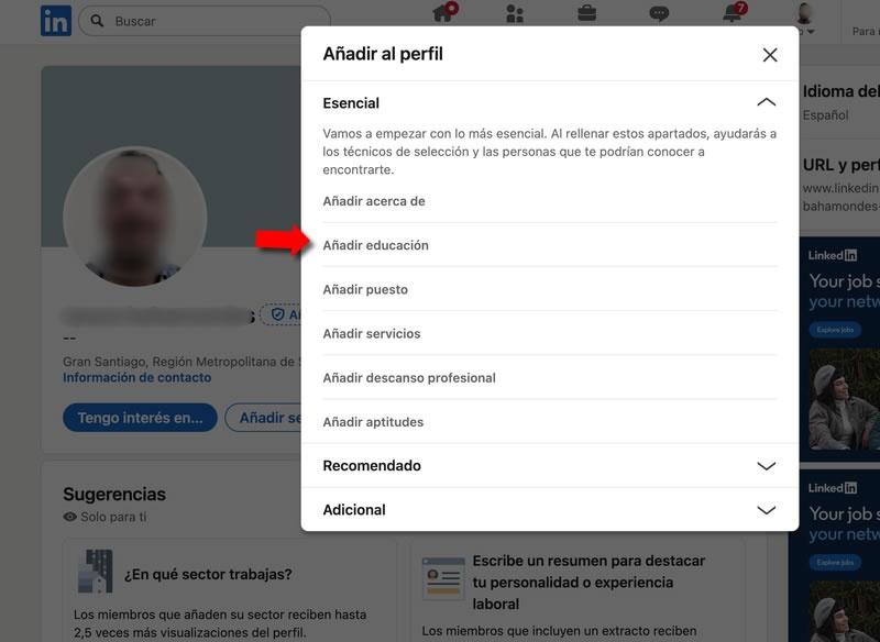 Paso 2) Selecciona “Educación”