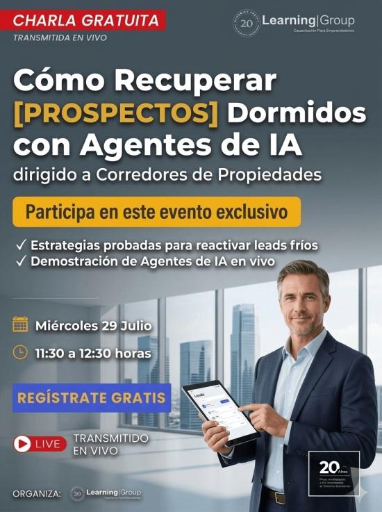 Webinar Cómo Recuperar Prospectos Dormidos con Agentes de IA miércoles 29-07-2026