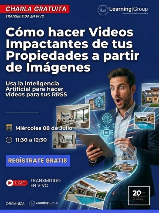 Webinar Cómo hacer Videos Impactantes de tus Propiedades a partir de Imágenes  08-07-2026