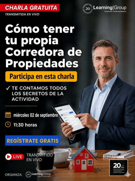 Cómo tener tu propia Corredora de Propiedades Te contamos todos los secretos de esta actividad Webinar Cómo tener tu propia Corredora de Propiedades 02-09-2026