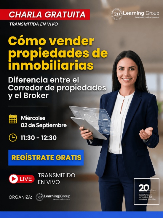 Cómo vender propiedades de inmobiliarias Diferencia entre el Corredor de propiedades y el Broker Webinar Cómo vender propiedades de inmobiliarias 02-09-2026