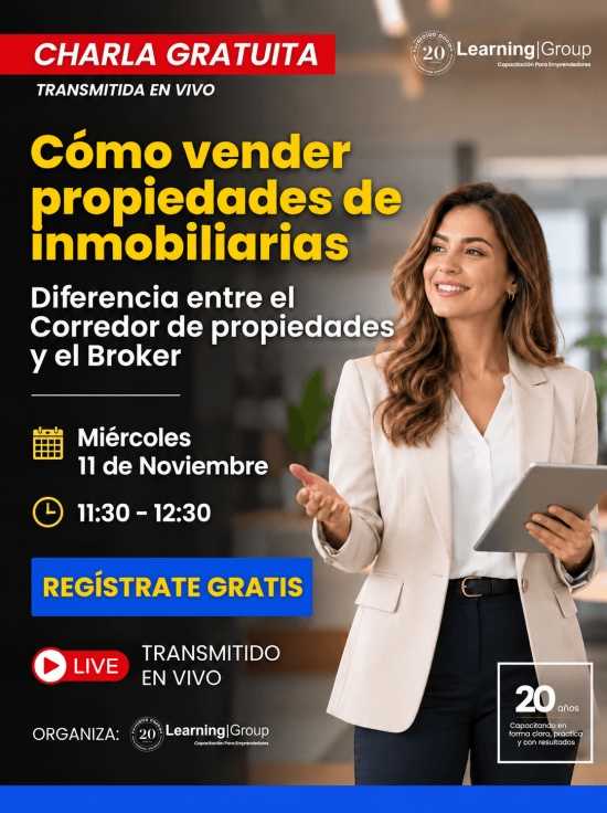 Cómo vender propiedades de inmobiliarias Diferencia entre el corredor de propiedades y el broker Webinar Cómo vender propiedades de inmobiliarias 11-11-2026