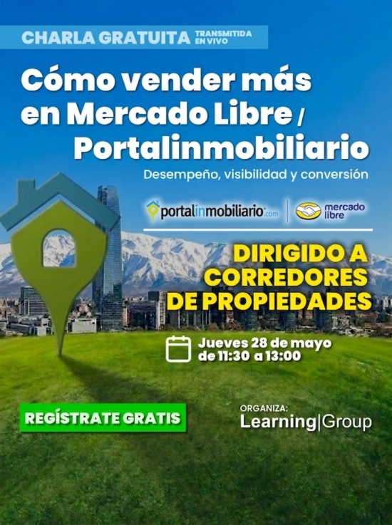 Método para vender más en Mercado Libre Portalinmobiliario Desempeño, visibilidad y conversión Webinar Método para vender más en Mercado Libre Portalinmobiliario 28-05-2026